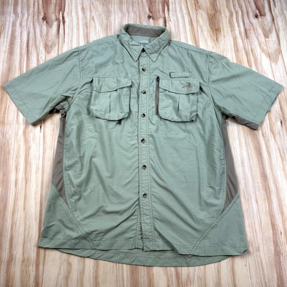 Natural Gear Shirt Mens Large Green Short Sleeve Tactical Fishing‎ Utility Cargo